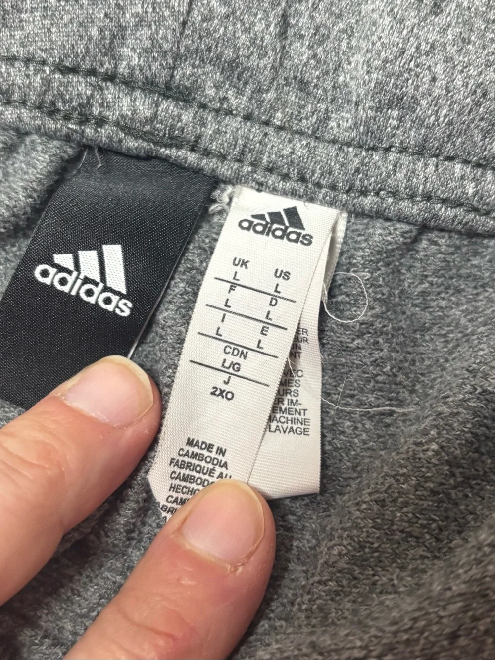 ADIDAS Men’s Gray Jogger Pants with Black Stripes-Elastic Waist w/Drawstring